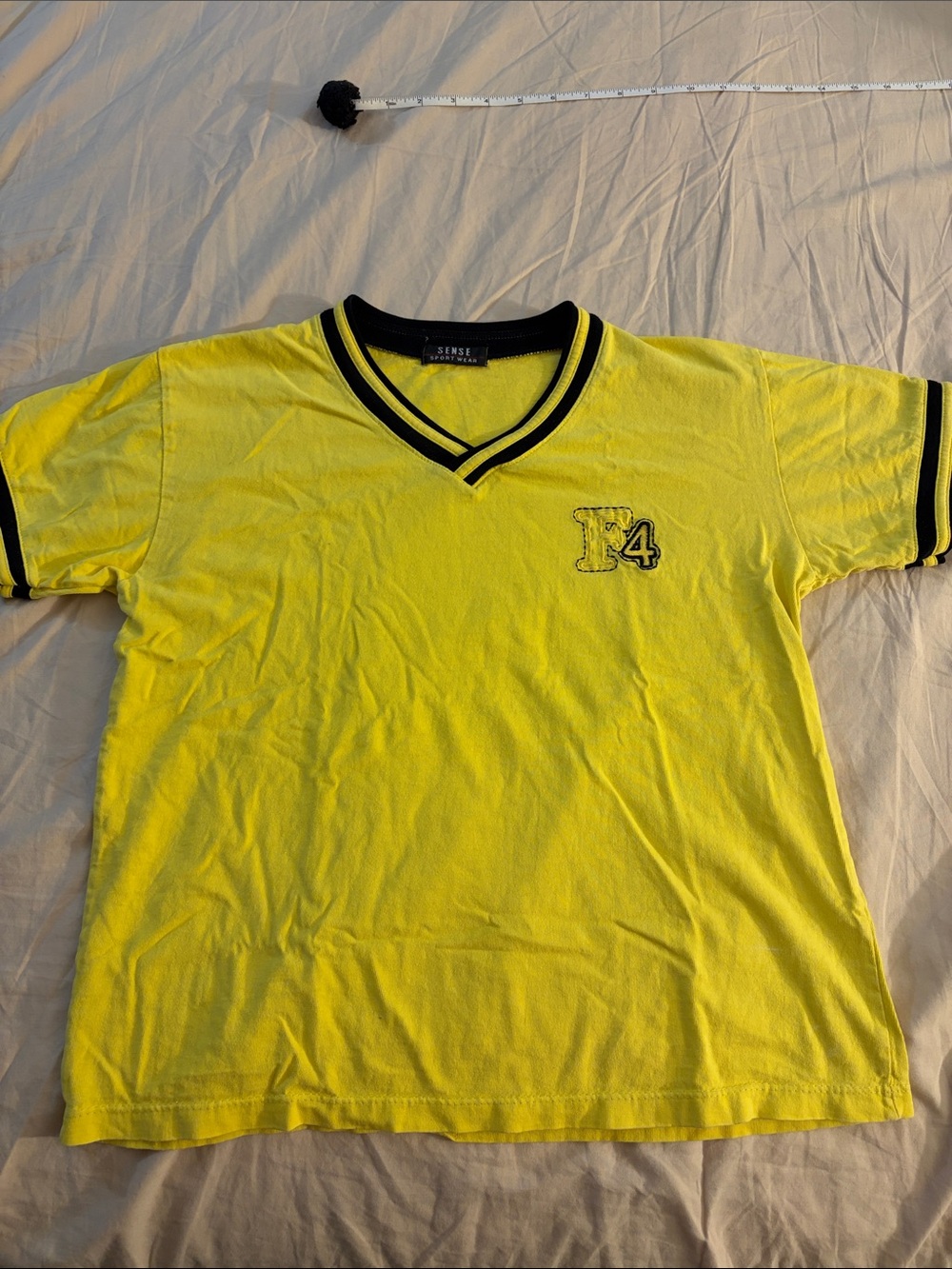 Sense V-Neck Short Sleeve Tee in Bright Yellow with Black Trim